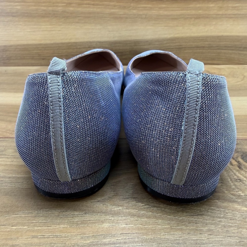 SJP Sarah Jessica Parker Flats Womens 9.5 EU 39.5 Blue Metallic Mesh Pointed Toe - Picture 7 of 11